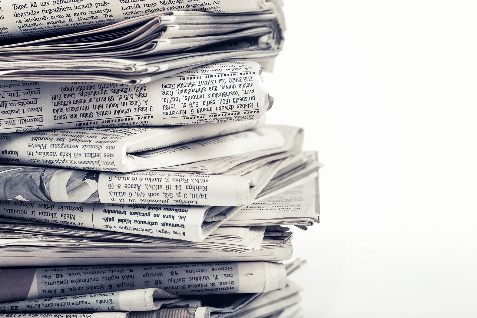 closeup stack of the newspaper